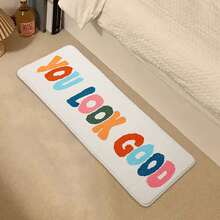 1 pieza "Te ves genial" Alfombra de baño suave y esponjosa - Material de poliéster antideslizante y cómodo, adecuado para baño, dormitorio y sala de estar - Decoración del hogar, Alfombra de baño | Alfombra con texto divertido | Alfombra de textura suave, Alfombra de baño - Multicolor - Ver 4