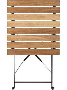 Set con 3 muebles de mesa y 2 sillas, para jardín, exterior, plegable, de metal y madera, para terraza en estilo retro, estructura de acero, tipo bistró, patas antideslizantes, para balcones y terrazas pequeños