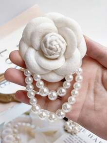 1pc Elegant Women Camellia Flower Faux Pearl Tassel Brooch Pin, Jewelry Accessory For Shirt Collar Dress Outfit, Party & Wedding Gift - 1 Piece Camellia Pearls - View 18