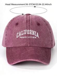 Mũ lưỡi trai màu đỏ tía đã qua xử lý, thêu chữ "CALIFORNIA", dành cho cả nam và nữ, thích hợp cho các hoạt động thể thao ngoài trời, cũng có thể dùng làm quà tặng mũ lưỡi trai cho các cặp đôi trong dịp lễ. - Màu Đỏ Sâu - Xem 5