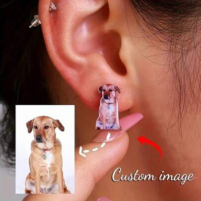 Customizable Acrylic Cartoon Dog Pattern Earrings, Cute & Fashionable Accessories, Birthday Gift For Women, Girlfriends
