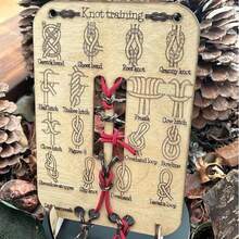 1 件带绳的打结训练板，初学者学习打结工具包，适用于钓鱼、徒步旅行、露营、户外活动打结游戏卡