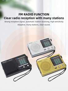 便携式 AM/FM 收音机，全频段收音机，单声道，数字处理芯片，电池供电，超长续航，带闹钟和睡眠功能，复古全频段收音机 - 均碼 - 查看 2