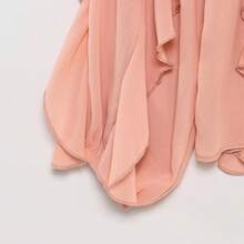 HH 2025 春季女款优雅V领衬衫单排扣女式长袖层叠装饰纯色衬衫 - 藕粉色 - 查看 9