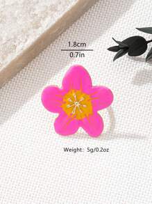 1 pièce Bague de mode en métal décorée d'émail floral élégant, convient pour la tenue quotidienne et de vacances des femmes