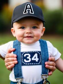 1顶儿童26字母图案纯黑色棒球帽，时尚运动遮阳帽，适合儿童返校和日常佩戴 - 黑色 - 查看 4