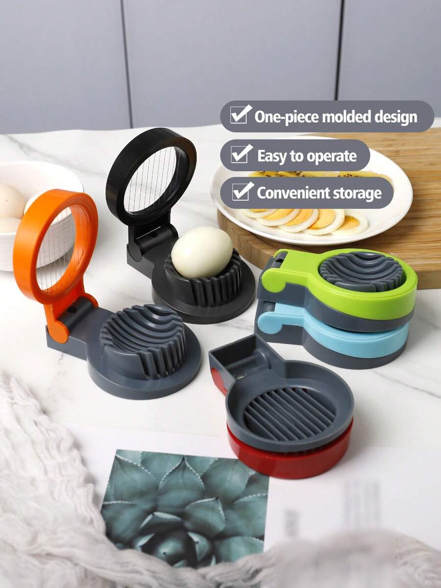 1 pieza de Rebanador de huevos multifuncional, cortador de huevos, rebanador de fresas, apto para huevos hervidos, frutas y verduras, accesorio de cocina, disponible en varios colores