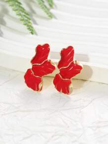 1 par de brincos pendentes com folhas decoradas, delicados e multicoloridos, adequados para uso o ano todo, adicionando vitalidade natural.