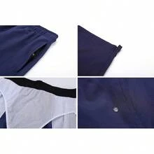 Shorts de baño para hombres de secado rápido con bolsillos con cremallera y forro de malla - Marina de - Ver 4