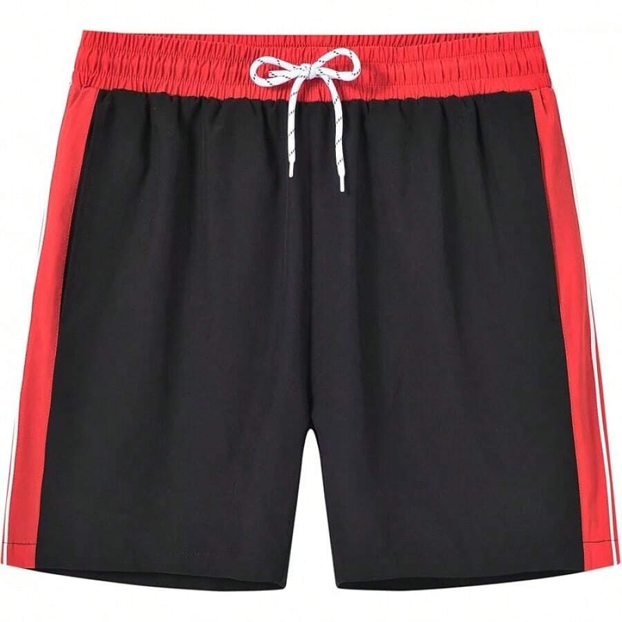 Shorts de baño para hombres de secado rápido con bolsillos con cremallera y forro de malla - Dk3108 Negro - Ver 1