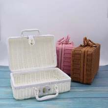 Rattan-Like Finish Box, Woven Basket, Retro Storage Box, Decorative Accessory, Hand-Held Suitcase, Gift Box