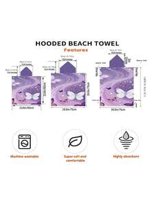 1pc Butterfly Print Purple Metallic Poncho - Ultra-Soft Microfiber Hooded Butterfly Pattern, Suitable For Boys, Girls, Couples - Beach & Home Decor, Couples Cloak | Microfiber Robe Back To School - Multicolor - View 4