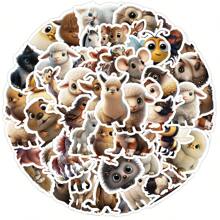 50pcs Realistic Cartoon Animal Stickers, PVC Glossy Self-Adhesive Decals, Suitable For Decorating Cups, Luggage, Skateboards, Guitars, Tablets, Phones, Notebooks, Stationery, Planner For Adults And Teenagers, School Supplies,Back To School
