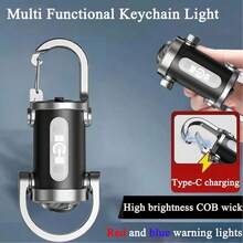 1pc Portable Waist-Clip Keychain Mini Flashlight, Multi-Function Small Powerful Light, Waterproof, Ultra-Wide Floodlight - Black - View 2