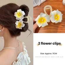 1pc Women Premium Plumeria Flower Hair Clip, Bun Shaper Boho Casual Hair Accessory Hair Claws Claw Clips Hair Clips Hair Jaw Clip Hair Clamps Hair Clutch Hair Catcher Clip