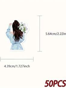 50 Pcs Watercolor Girl Silhouette Background Doodle Stickers, Creative Minimalist Artistic Decor Stickers Suitable For Scrapbooking, Phone Case, Skateboard, Guitar, Luggage, Laptop, Tablet