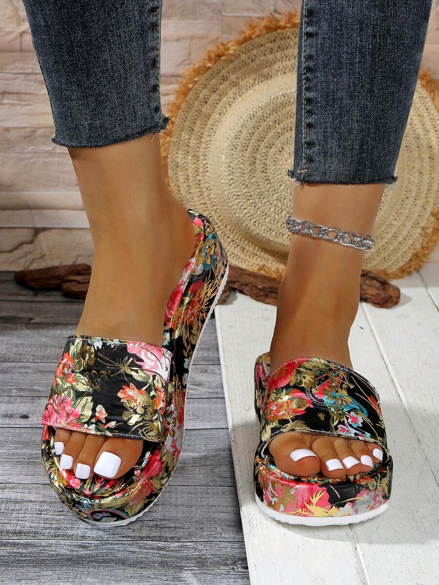 صنادل منصة ذات كعب منحدر للنساء ،أحذية شاطئية عصرية للصيف ، وصول جديد 2025 - متعدد الألوان - مشاهدة 1