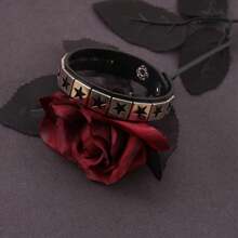 سوار جلد بنكي - سوار معصم جلدي جوثي مزين بمسامير معدنية - إكسسوارات روك بانك من الثمانينات للرجال والنساء (1/3/4 قطع)