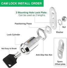 2 Pack Tool Box Lock With Keys, 5/8" Cabinet Lock Cam Lock Keyed Alike, Toolbox Lock Replacement Lock For Mailbox RV Storage Door With Manual, Zinc Alloy (2Pack,5/8 Inch) - Chrome -5 Pack - View 2