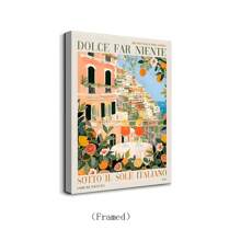 1 Stück - 3 Stücke/Set Leinwandkunst Italienische Stadt Amalfi Küste, Reiselandschaft Poster Wandbild Kunstdruck für Wohnzimmer Schlafzimmer Heim Dekoration