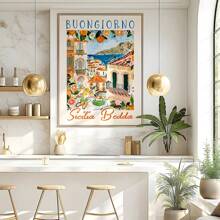 1 Stück - 3 Stücke/Set Leinwandkunst Italienische Stadt Amalfi Küste, Reiselandschaft Poster Wandbild Kunstdruck für Wohnzimmer Schlafzimmer Heim Dekoration
