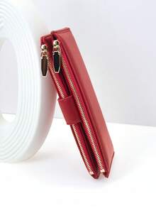 MINGYOU 女士长款柔软精致 PU 钱包 时尚按扣双拉链大容量多功能钱包卡夹轻巧简约手拿包适合节日礼物女士钱包钱包长款钱包