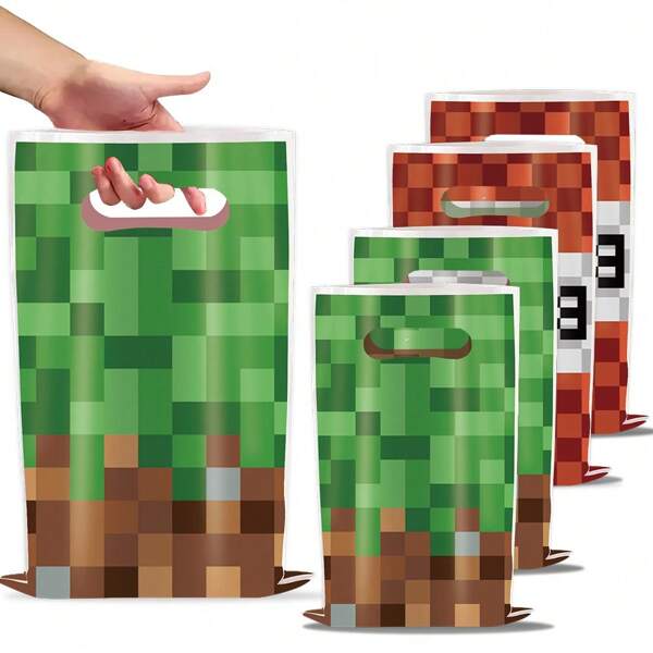 10 Stücke/30 Stücke Mosaikpixel Themen Geburtstagsfest Geschenktüten, Süßigkeitentüten, Geschenktüten, geeignet für Geburtstagsfeste, Feiern, Süßigkeiten, Geschenkverpackung