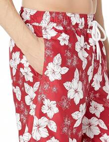 Essentials - Bañador de Secado rápido para Hombre - Impresión de hibisco rojo. - Ver 3