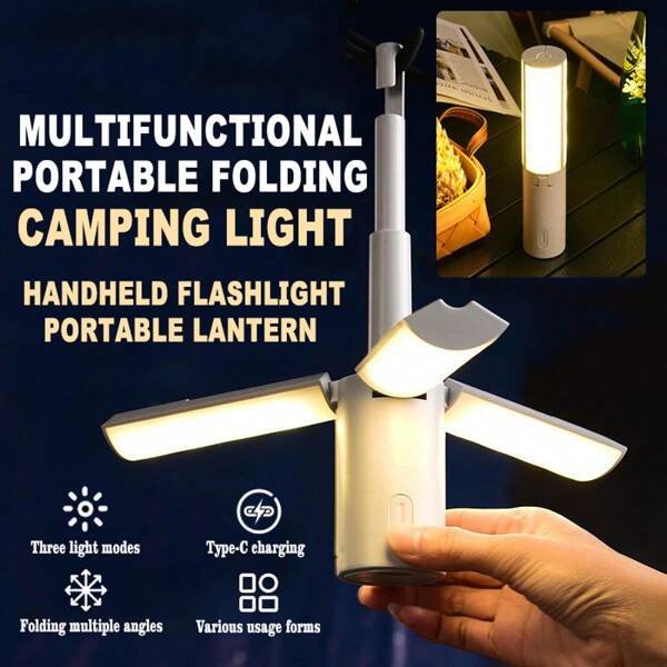 Foldable Outdoor Camping Light, High Capacity Illumination Portable Rechargeable USB Hanging & Standing Tent Light