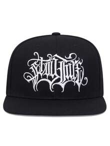 1pc Men's Fashionable Gothic Alphabet Disorder Embroidery Hip Hop Cap, Fashionable Outdoor Adjustable Sun Protection Unisex Lovers Baseball Cap Snapback Hat For Spring And Autumn Travel, Beach Party