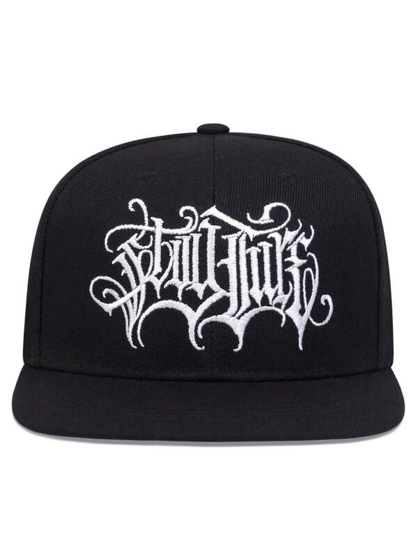1pc Men's Fashionable Gothic Alphabet Disorder Embroidery Hip Hop Cap, Fashionable Outdoor Adjustable Sun Protection Unisex Lovers Baseball Cap Snapback Hat For Spring And Autumn Travel, Beach Party
