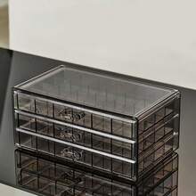 Caja de almacenamiento de joyas de 3 niveles y 72 rejillas, de acrílico transparente, práctica y multifuncional, adecuada para anillos, pendientes, collares, pulseras, organizador de joyas, caja de joyas apilable, almacenamiento de joyas, cajón de escritorio, caja de joyas grande, disponible en transparente/marrón/rosa/gris, decoración de habitación - Multicolor - Ver 8