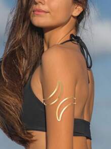 Set de 6 pulseras minimalistas de metal geométrico, diseño exagerado de hoja, adecuado para playa, vacaciones, estilo callejero