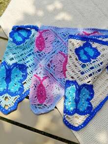 1条针织发带，镂空蝴蝶三角围巾，时尚百搭头巾，适合日常、派对、游戏等场合，是送给爱人的礼物。发饰，发饰，配饰，女士发饰，秋季，旅行，美发工具，女士配饰，美发用品，秋季，发饰，女士发饰，旅行，发饰，女士配饰，发饰，女士发饰，美发工具，美发用品，美发用品，美容配饰，礼物，旅行，女士礼物，美发用品，圣诞礼物 - 彩色 - 查看 2