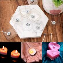 130pcs Candle Holder And Wick Set, 30pcs Tea Light Candle Holders, 100pcs Candle Wicks, Plastic Tea Light Cups, Candle Holders, Wax Melting Tin Mold Stands, DIY Candle Making Supplies Kit, Candle Making