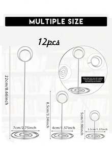 12 Giá đỡ số bàn bằng bạc, 3 kích cỡ 5cm/8,5cm/22cm Giá đỡ ảnh để bàn có đế chống trượt, thích hợp cho đám cưới, tiệc tùng, bàn ăn, khung ảnh, ghi chú, tiệc sinh nhật hoặc tiệc chiêu đãi khác - Bạc - Xem 4