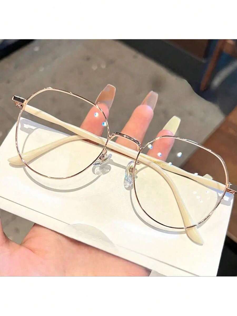 1副女士高性价比学生圆脸修饰无框眼镜，适合学习、电脑、阅读、游戏、手机等。 - 彩色 - 查看 1