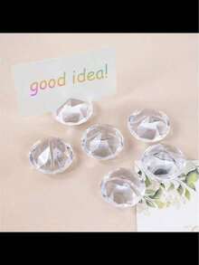 5 piezas de soportes para tarjetas, números de mesa, tarjetas con nombre y soportes para exhibir fotos con cristales y brillantes - transparente - Ver 7