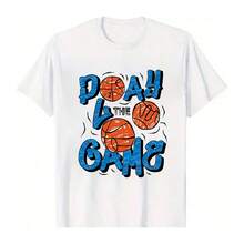 Unisex 100% Cotton Round Neck Short - Sleeve T - Shirt - "Play The Game" Basketball - Themed Graphic For Summer Men's Tops - White - View 6