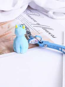 1/4 piezas de lindos llaveros con forma de animal geométrico de dibujos animados para niños y niñas, accesorios para bolsos y autos, regalo compacto y exquisito para amigos - A - Ver 7