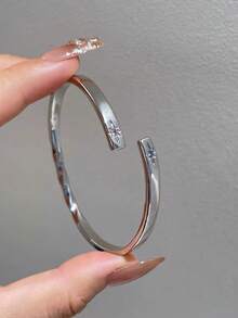 1 chiếc vòng tay kim loại hình bát giác phong cách cổ điển, thiết kế thời trang và tối giản, phù hợp cho phụ nữ đeo hàng ngày, ngày lễ và làm quà tặng - Bạc - Xem 1