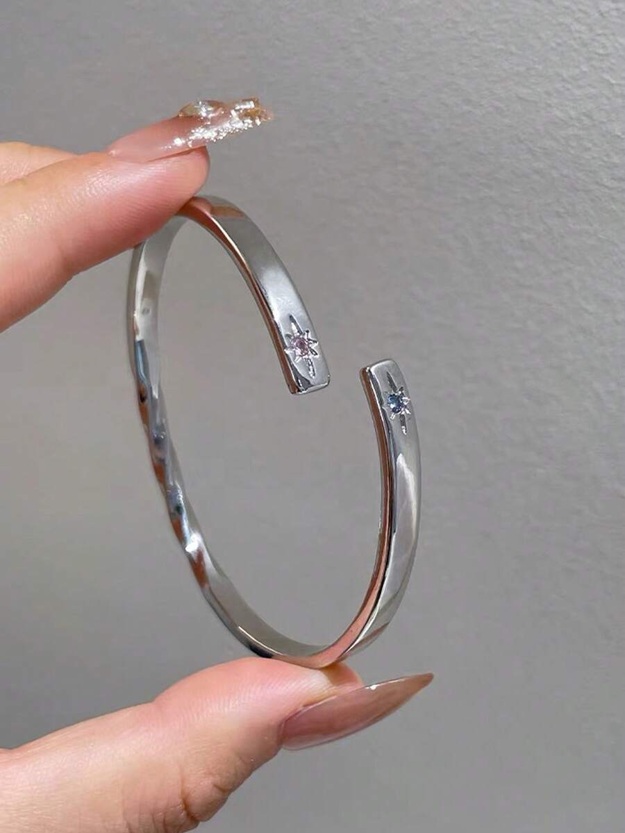 1 chiếc vòng tay kim loại hình bát giác phong cách cổ điển, thiết kế thời trang và tối giản, phù hợp cho phụ nữ đeo hàng ngày, ngày lễ và làm quà tặng - Bạc - Xem 1