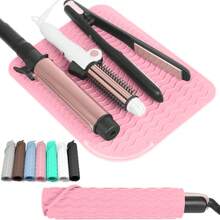 1 Pieza Almohadilla de silicona multiusos resistente al calor, soporte para rizador, almohadilla de aislamiento térmico, protector de escritorio antideslizante con textura, estera anticalor reutilizable para herramientas de belleza, alfombrilla de estación de estilo resistente a arañazos, accesorios de peinado resistentes al calor para planchas, rizadores, salón en casa, seguridad del mostrador del baño, almacenamiento de herramientas de belleza, uso en múltiples superficies, esenciales de tocador