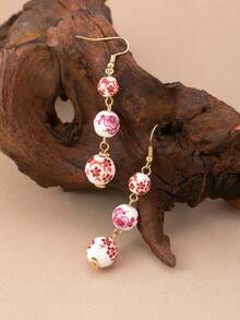 1 对复古手绘青花瓷串珠耳环，小众设计中式球形耳环，优雅女士吊坠耳环 - 耳環 - 查看 14