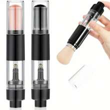 1 pezzo Nuovo set di pennelli trucco portatile, include pennello per blush, contornare, cipria ricaricabile con dispenser a pulsante, pennelli trucco da viaggio, pennello per illuminante, pennello per cipria in polvere, pennello per blush