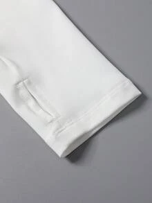 Plus Size Zipper Long Sleeve Sports Jacket With Tight Fit, Thumbhole Cuffs, For Women, Fitness, Yoga, Running - White - View 9