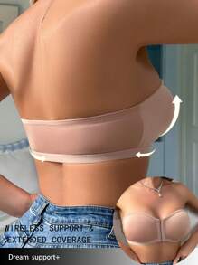 1pc Women's Solid Color Comfortable Simple Casual Seamless Sports Bra - Wireless, Knit Fabric