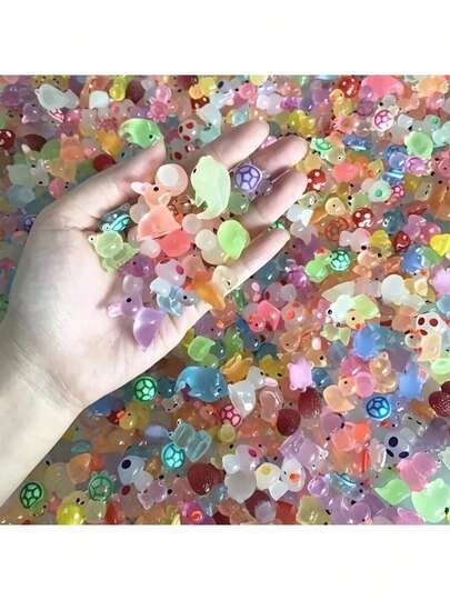 Glow-In-The-Dark Resin Mini Animals, Glow Duck, Dolphin, Frog, Rabbit, Tortoise Miniature Sculptures, No Electricity Needed, Suitable For Garden, Party, Micro Landscape, Aquarium, Decoration