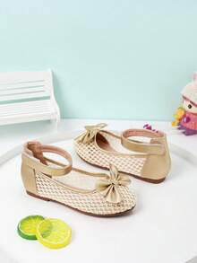 Sweet Casual Girls' Bowknot Flat Shoes, Spring/Summer - Gold - View 1
