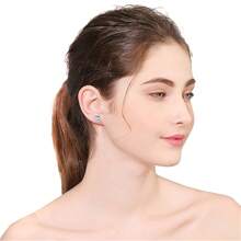 Round Princess Cut Synthetic Zirconia Stud Earrings For Parties And Weddings